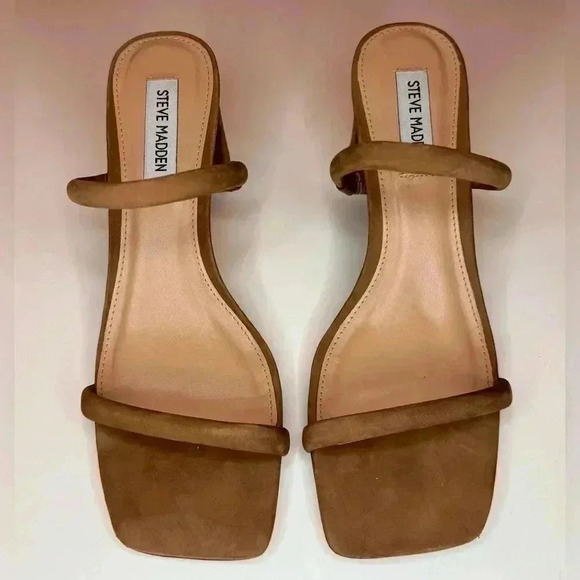 Steve Madden Womens Lilah Tan Block Heels Dress Sandal Shoe Size 8 - Picture 2 of 7